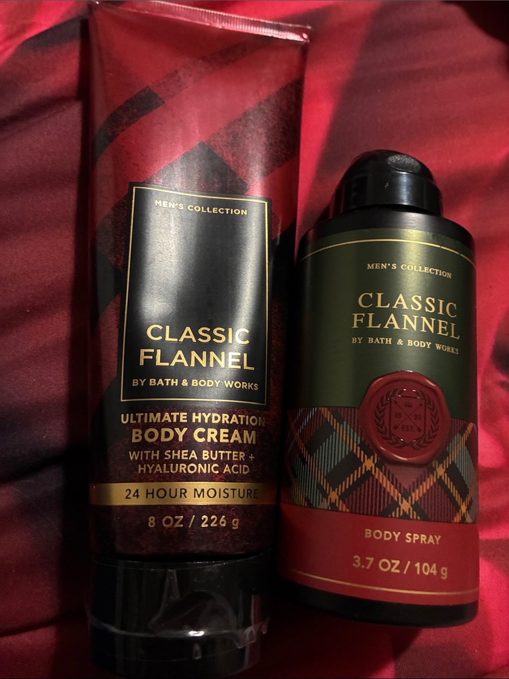 Bath & Body Works Classic Flannel Body Cream & Spray - Red, Green, Black